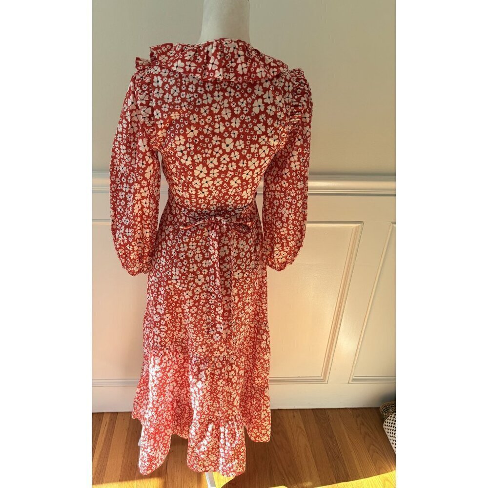 RIXO Colette Red Floral Dress Cotton 6 - Picture 4 of 7